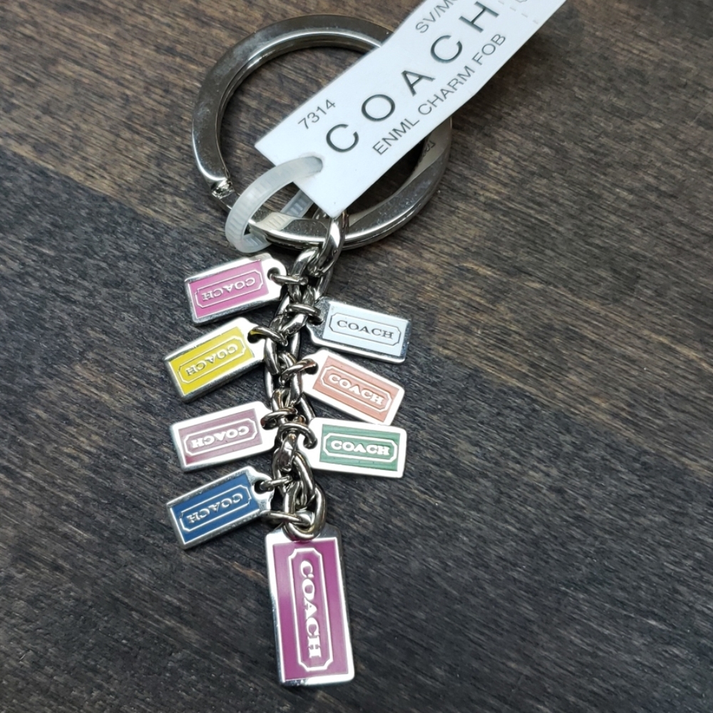 Coach keychain silver with multi color